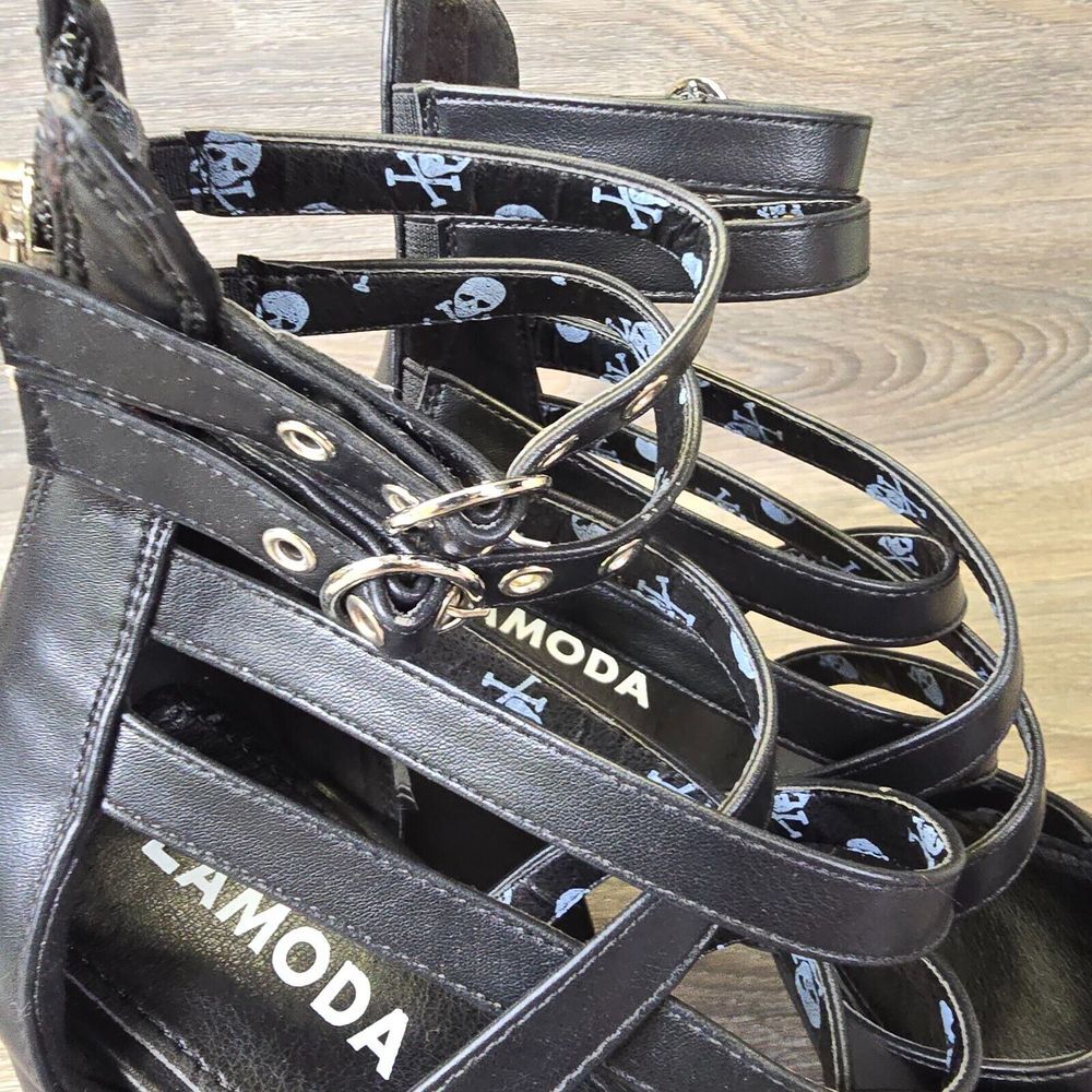 Black Platform Strappy Heels - image 3